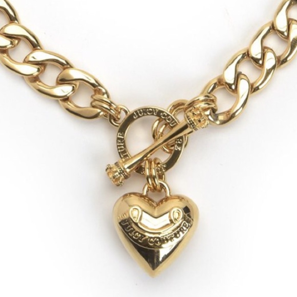Juicy Couture Banner Heart Starter Necklace-Gold